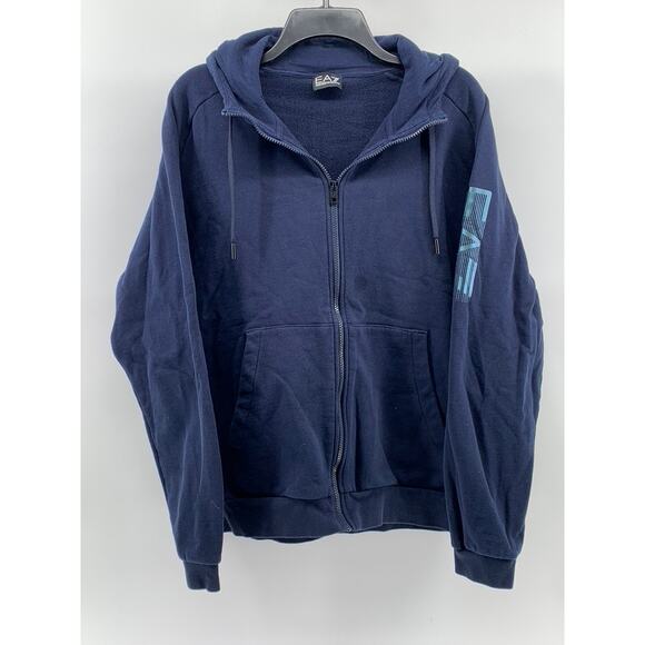 EA7 Emporio Armani Other - EA7 EMPORIO ARMANI Men's Navy Blue Zip-Up Hooded Sweater SZ L